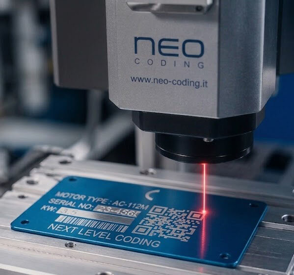 Tecnico che regola una testina inkjet su una linea di produzione